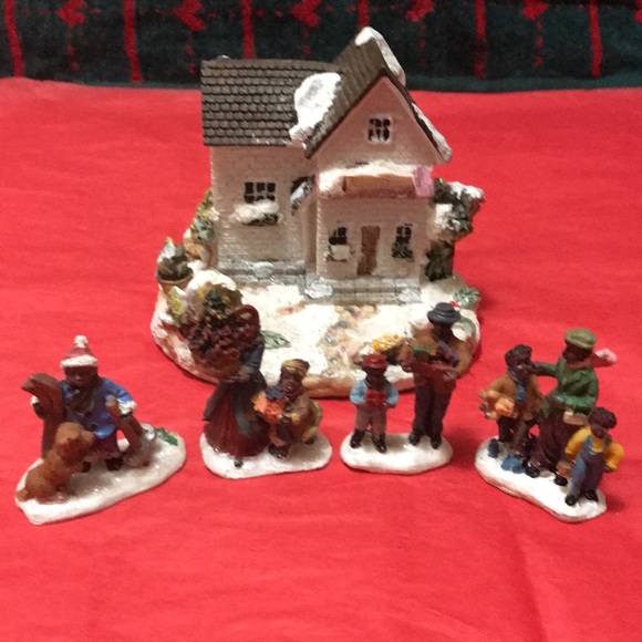 Holiday Vintage Christmas Village Cottage African American Villager